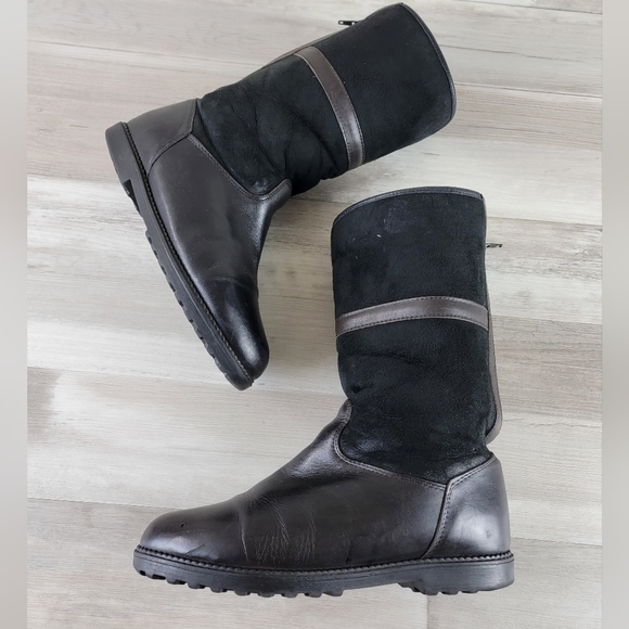 Vintage Blondo Suede, Leather Black, Dark Brown Mid Calf Boots Women's 8B - Picture 10 of 16